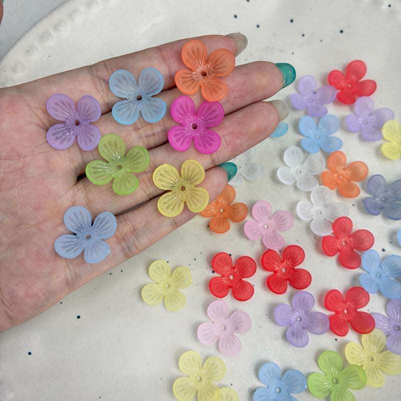 Perles de fleurs acryliques 4-Petal givrées