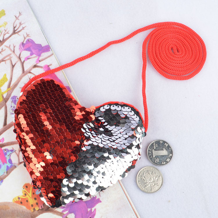 Sac à langer pailleté aime les pièces de monnaie pour enfants