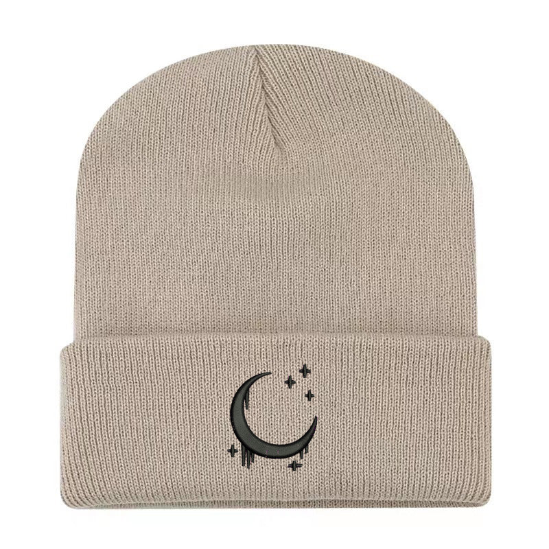Chapeau en tricot brodé Amazon avec lune et étoiles Design AutomneHiver Chapeau en laine