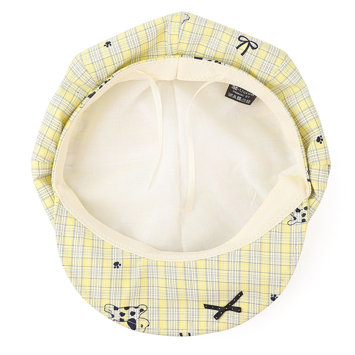 Printemps et été clair jaune Fine-check Pattern Cartoon tacheté Puppy Octagonal Hat Fash