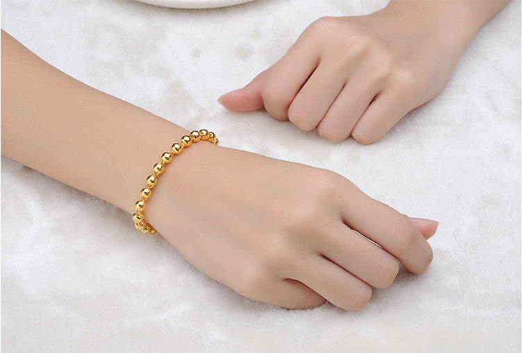 Bracelet en perles rond homme avec imitation or 24k