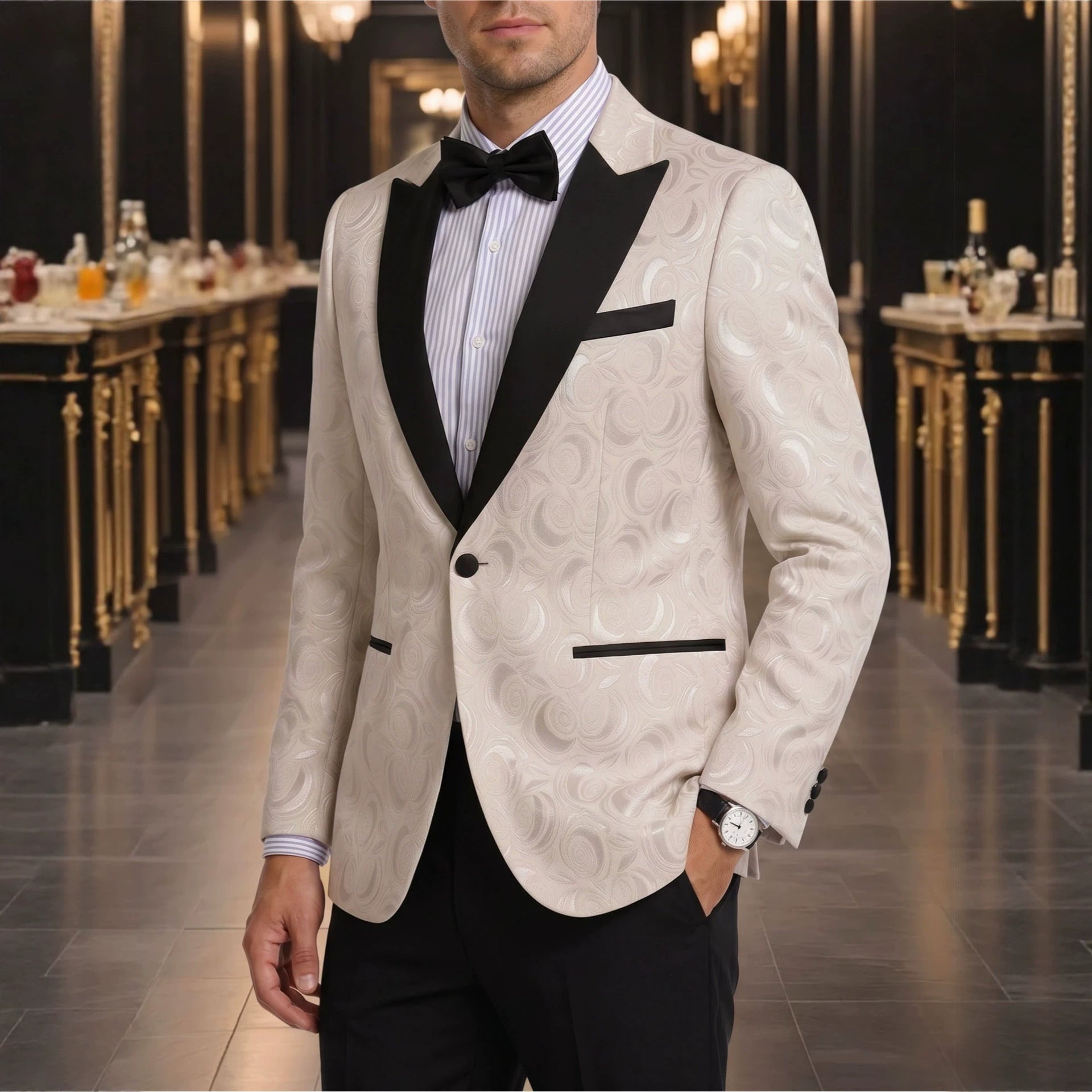 Homme Élégant costume formel Jacquard pour banquets Et les fêtes