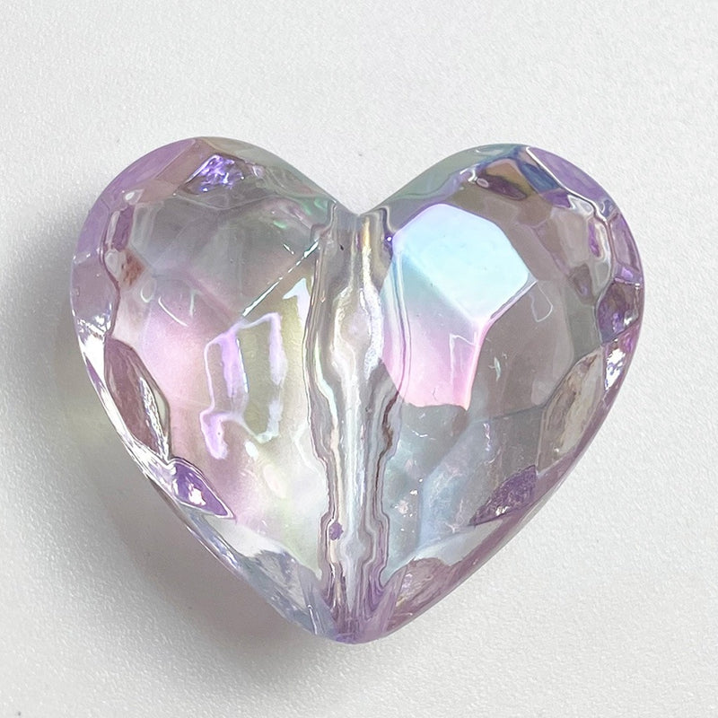 Perles de coeur en acrylique UV facettées