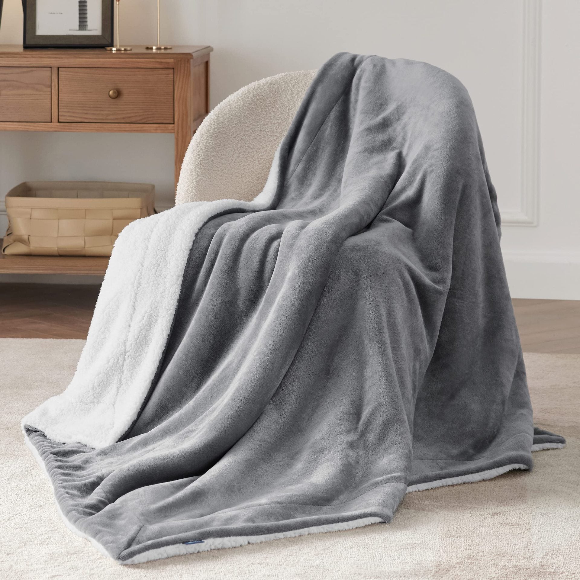 Couverture grand lit en peluche double face