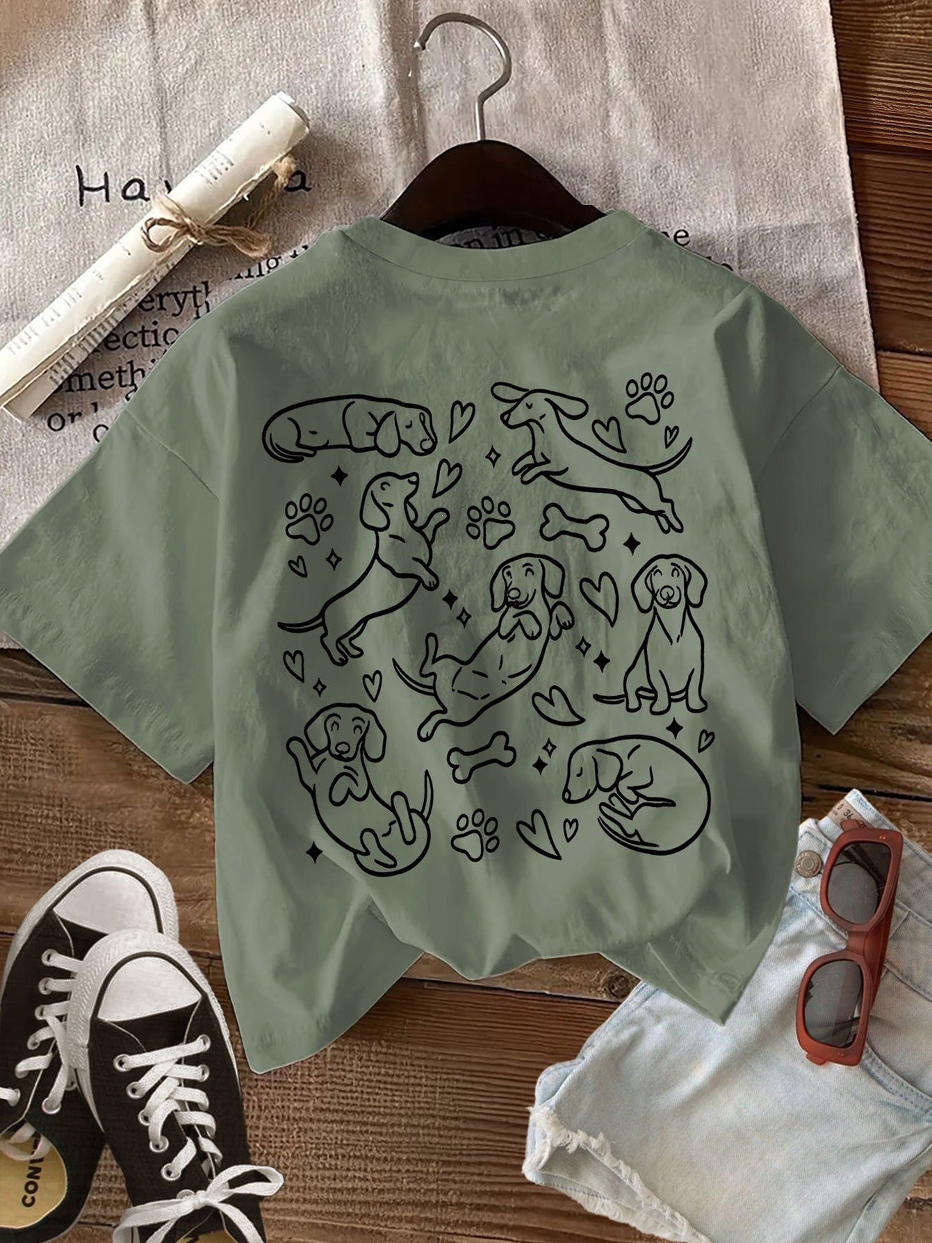 Hommes et femmes Été Casual T-shirt imprimé à double face