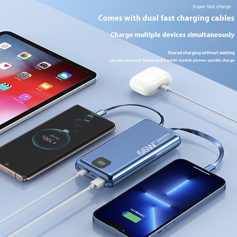 PD66W Fast Charging Power Bank 20000mAh High Capacity with Cable Mobile Power Supply