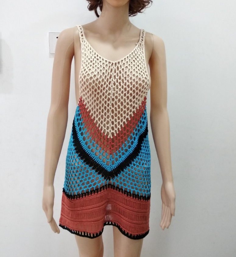 Cutout tricoté Bikini Top Beach Tank Top Sun Protection Shirt