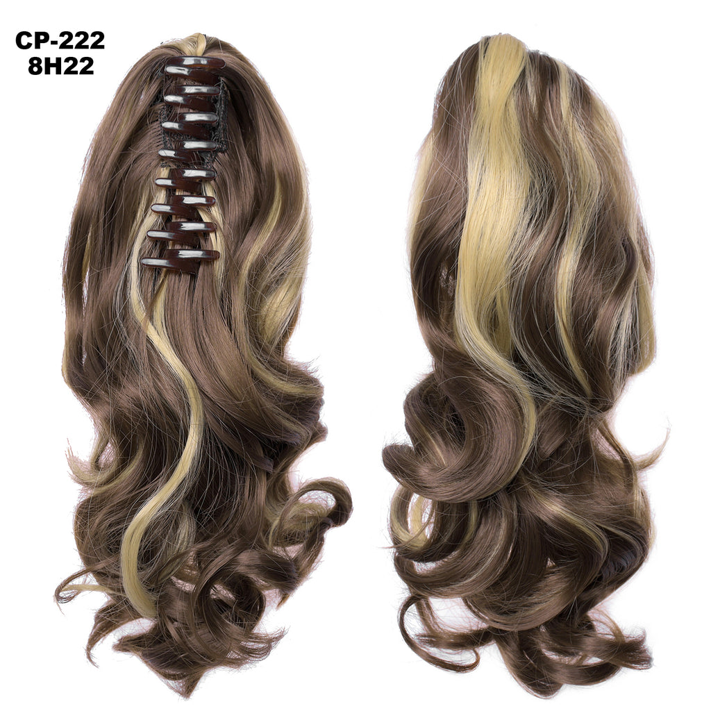 Long Wave Ponytail Wrap autour de Ponytail Clip dans les cheveux Headwear Gris Coiffure Exten naturel