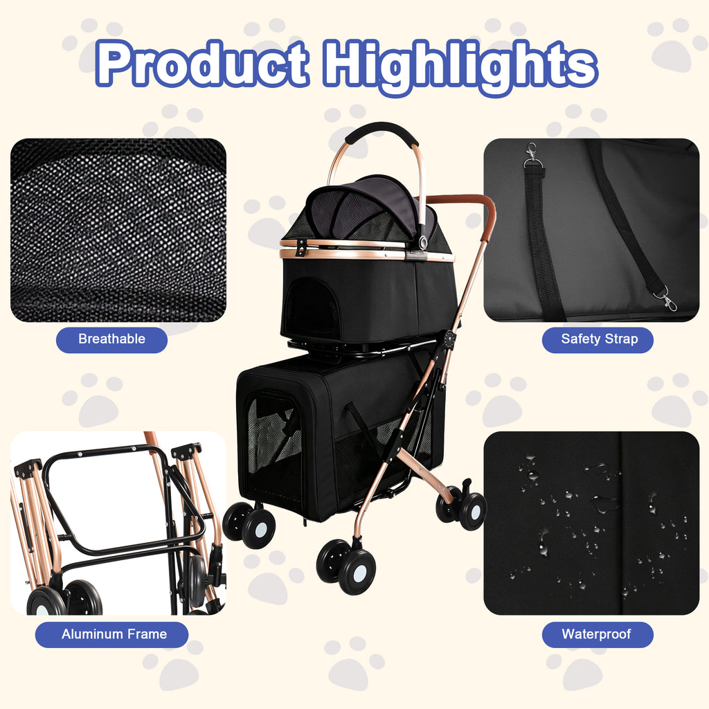 Poussette double pour chiens et chats