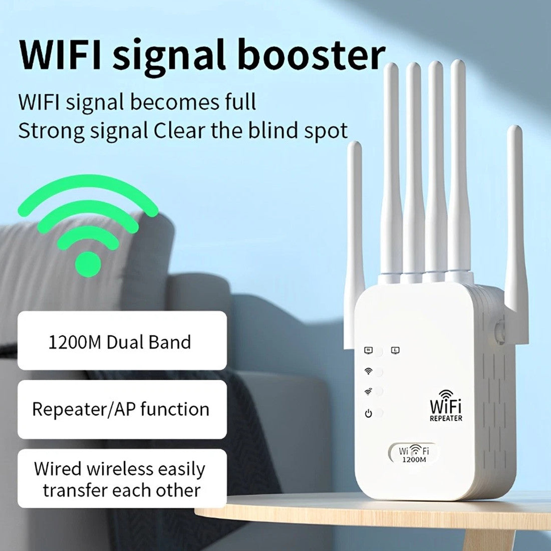 Amplificateur de signal à double bande, répéteur sans fil Gigabit 1200M