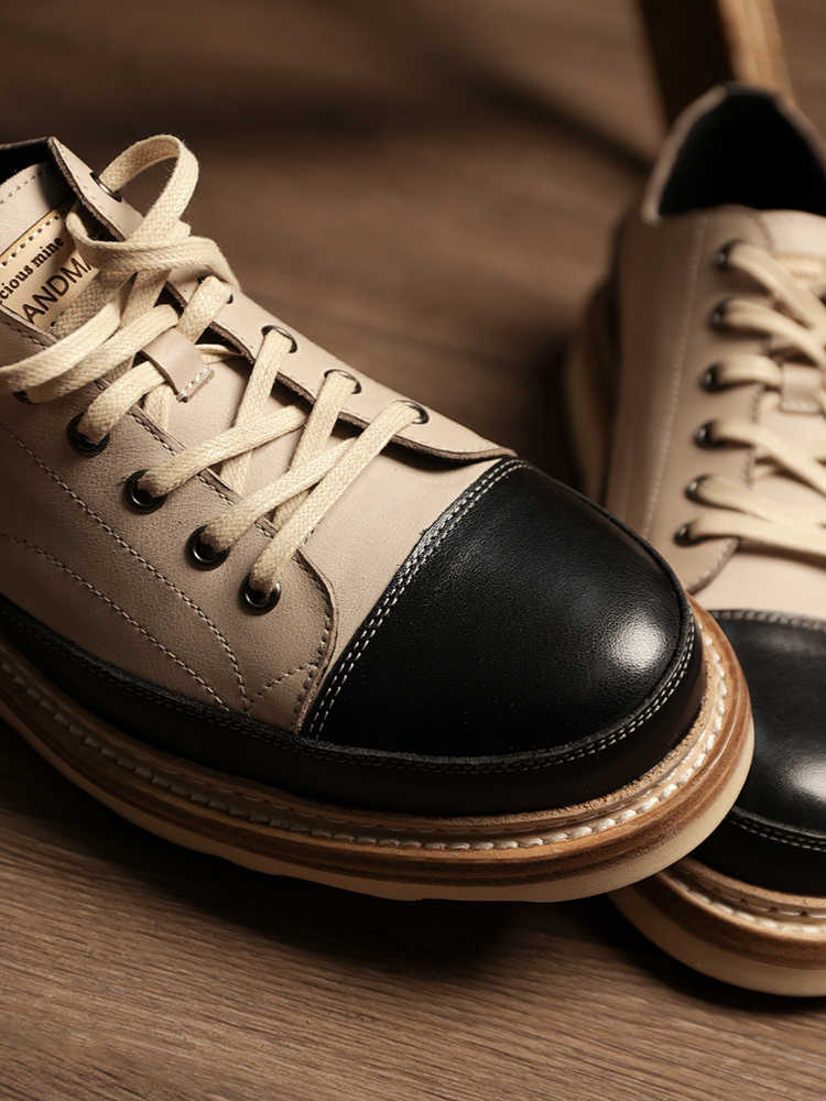 Vintage Vintage Chaussures de Conseil en Cuir Véritable Plateforme Chaussures Casual