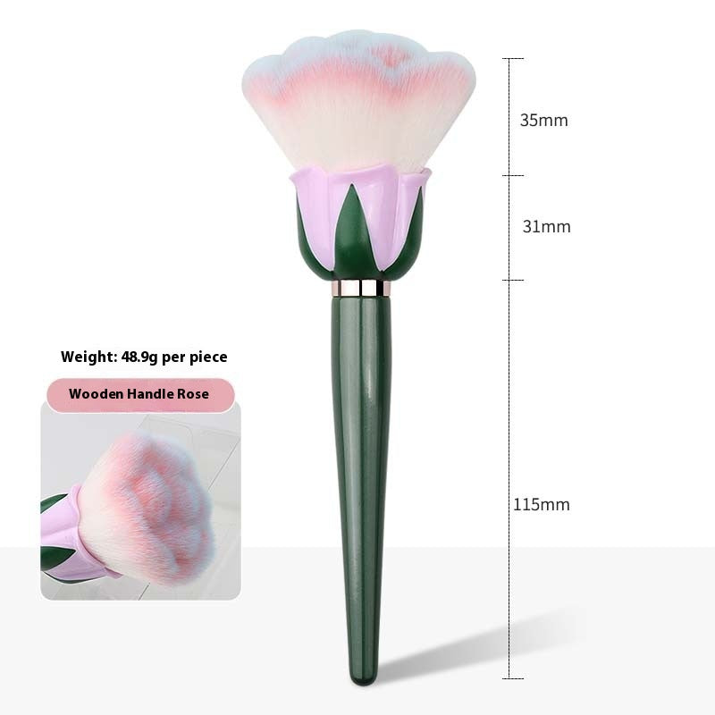 Brosse de maquillage surdimensionnée pour la poussière d'ongle de bois