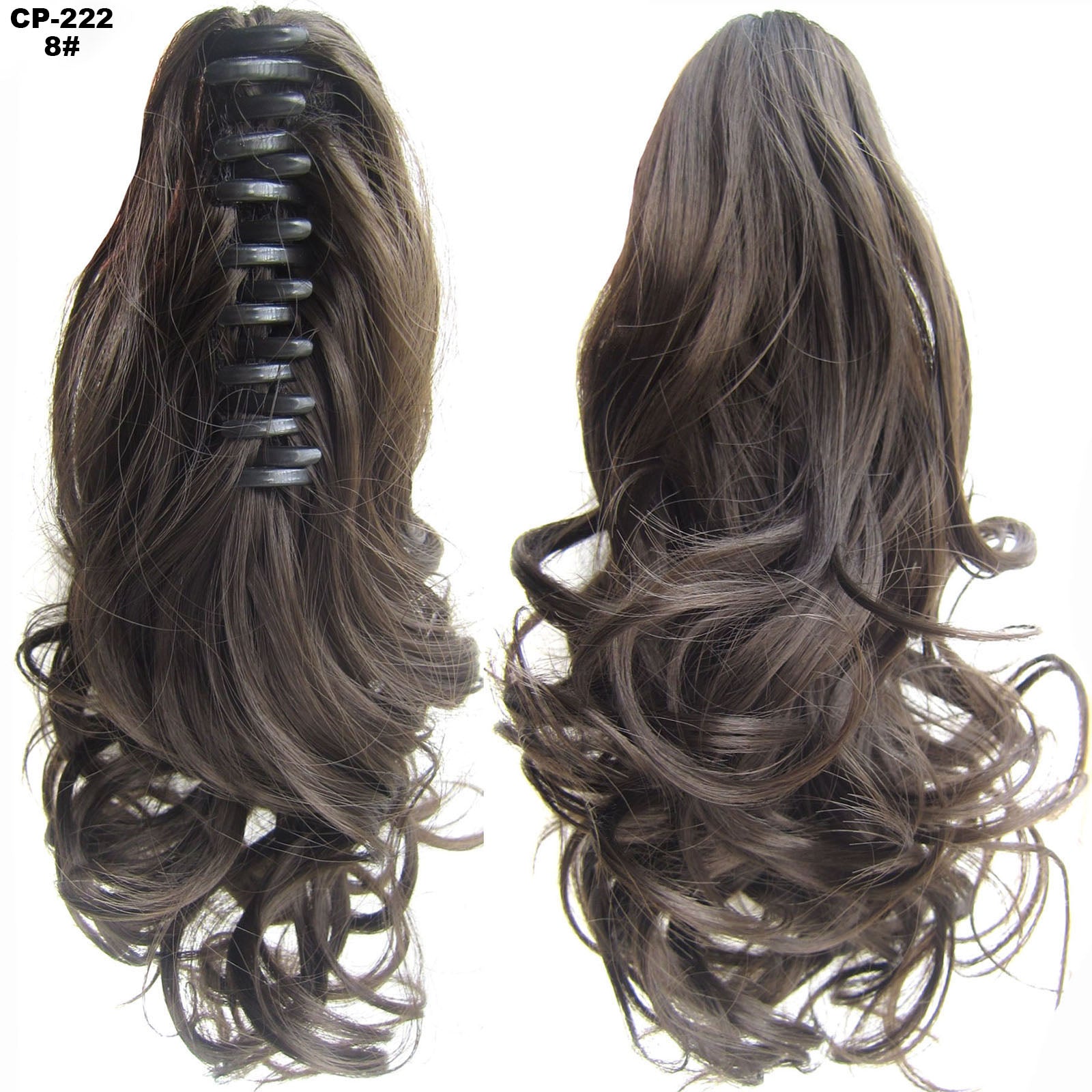 Long Wave Ponytail Wrap autour de Ponytail Clip dans les cheveux Headwear Gris Coiffure Exten naturel