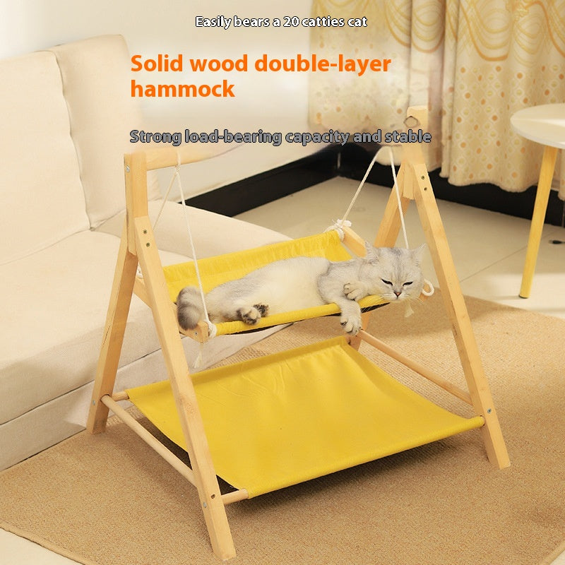 Chat chat animal Hammock double couche quatre saisons Nest universel en bois de chat