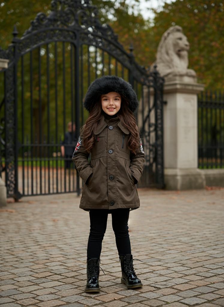 Filles Veste d'hiver chaude en manteau de parka à capuche à capuchon 2-7Y