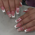 Portable courte Leopard-print Contraste couleur Bow Fake Nails Tip-style