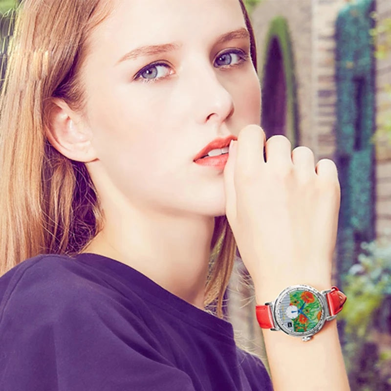 Van Gogh Petites Secondes Bracelet en cuir à main Montres pour femmes