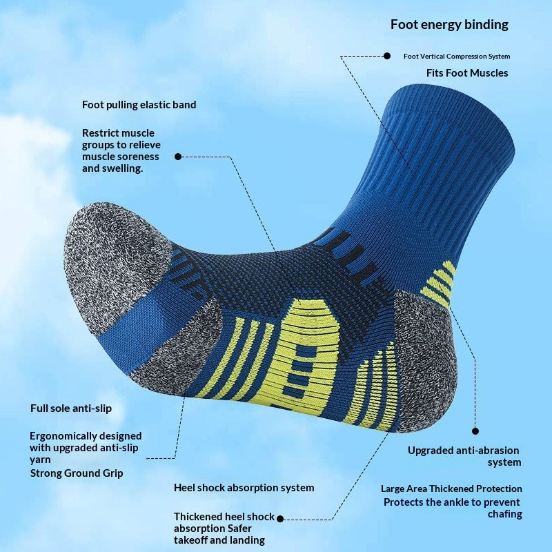 Chaussettes de basketball pour hommes Longueur mi-calf avec une semelle en tissu Terry