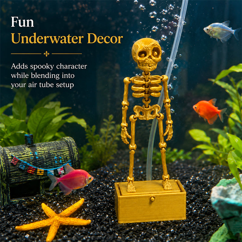 Décoration d'aquarium de squelette d'or avec joints mobiles