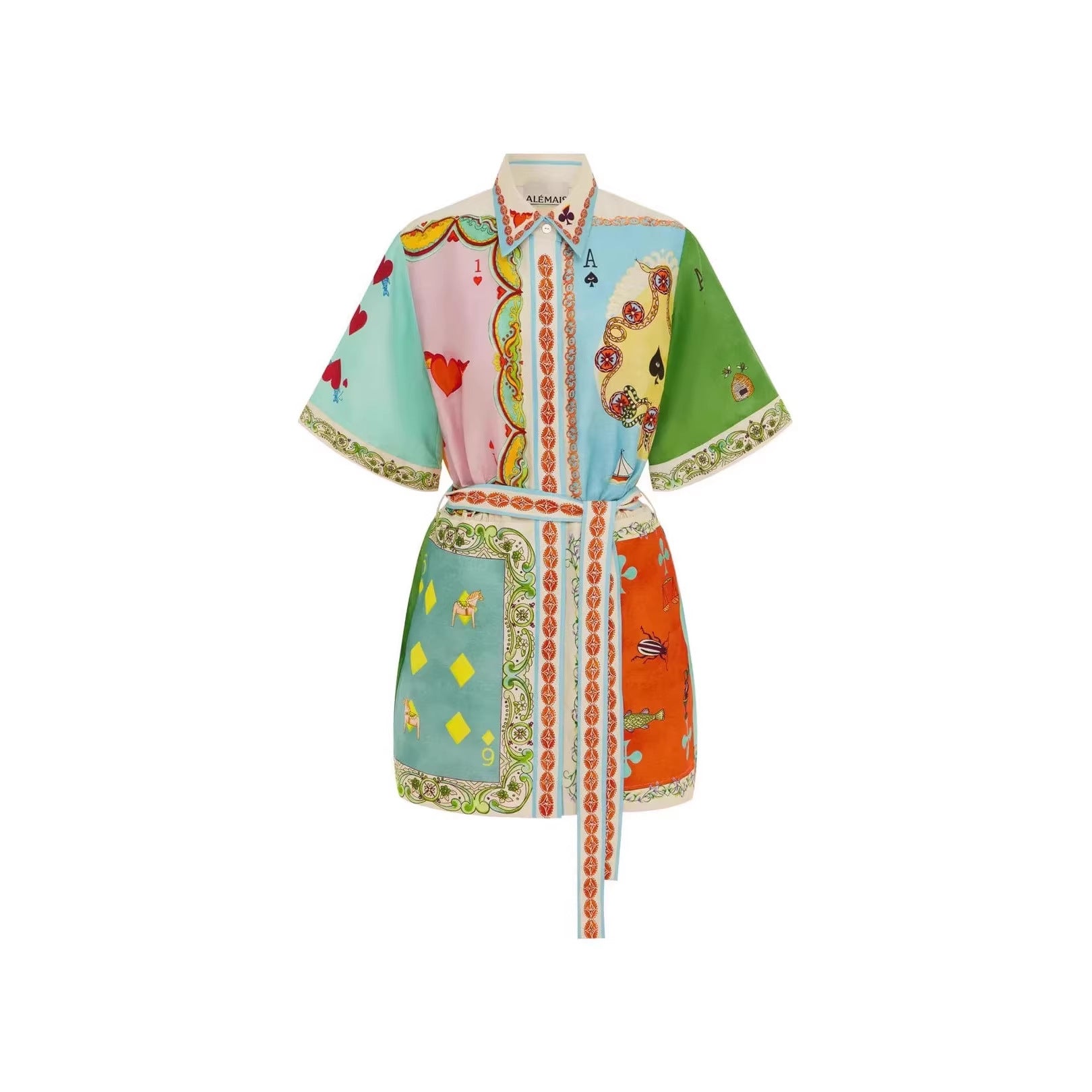 Robe à manches courtes à tailler en dentelle lisse