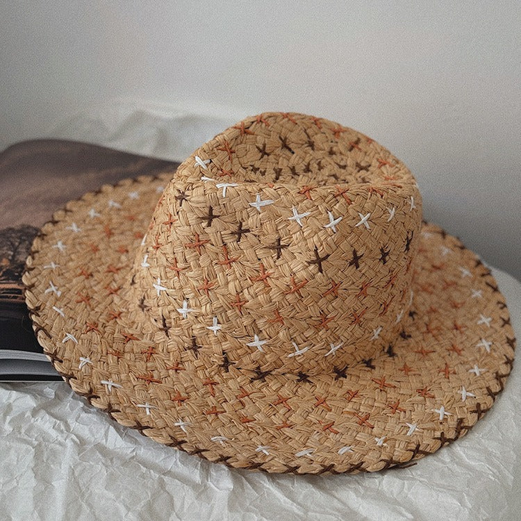 Rétro Personnalité Western Cowboy Style Chapeau de paille