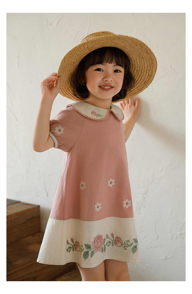 Robe en coton d'été à manches courtes pour filles