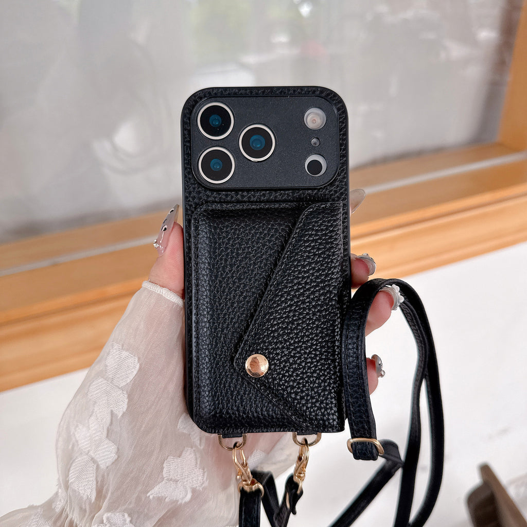 Simple Crossbody Lanyard Leather Phone Case