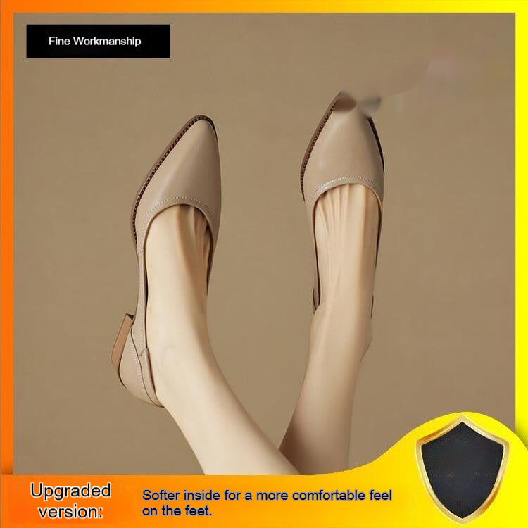 Femmes Chaussures en cuir pointu à talon moyen taille basse