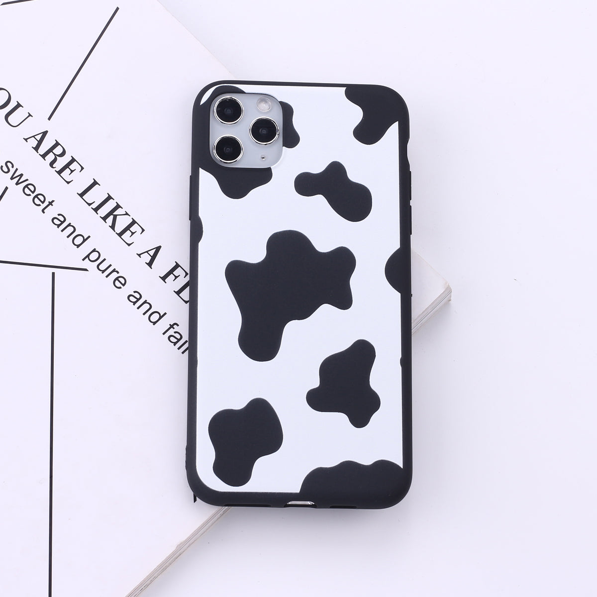 Black bordure vache taches téléphone mobile soft coquillage peinture