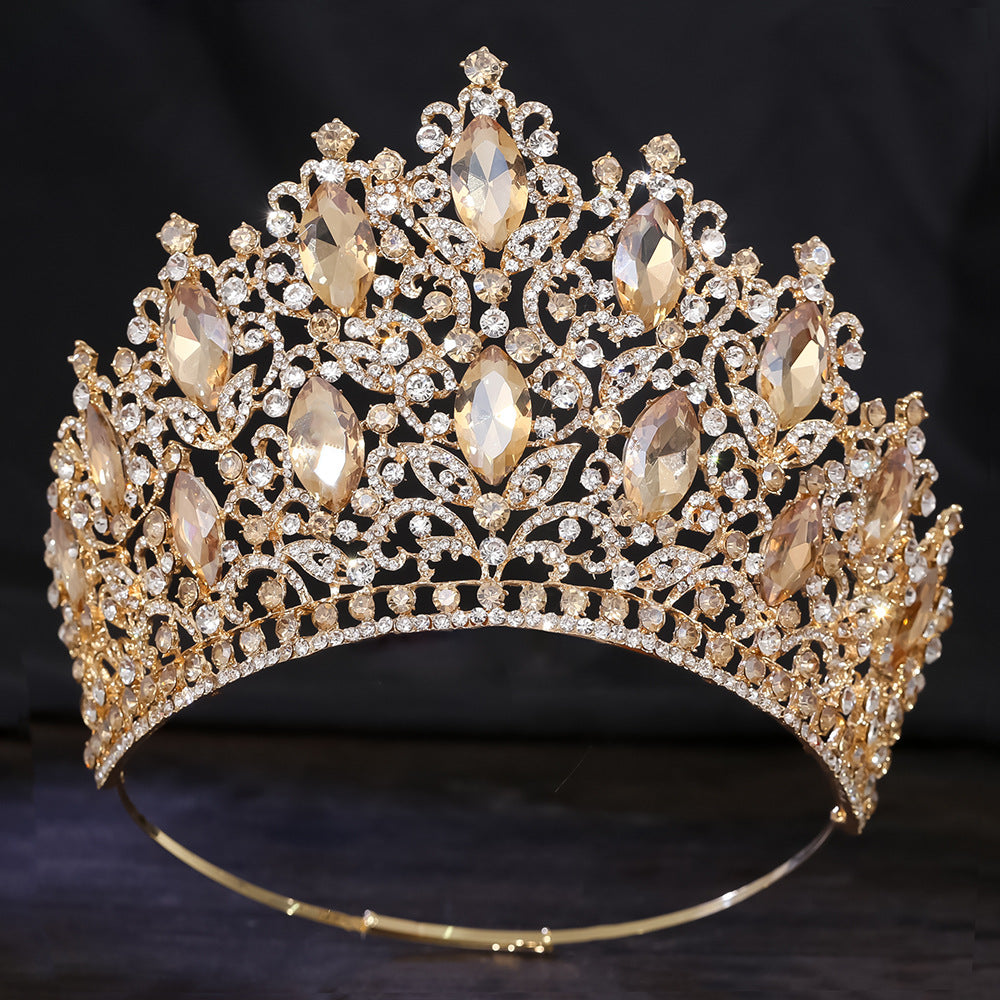 Bridal European And American Elegant Color-Set Diamond Queens Crown