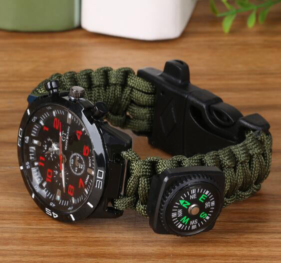 6 En 1 Ttictos Al Aire Libre EDC Supervivencia Ajustable Pulsera Brjula Rescate Paracord C