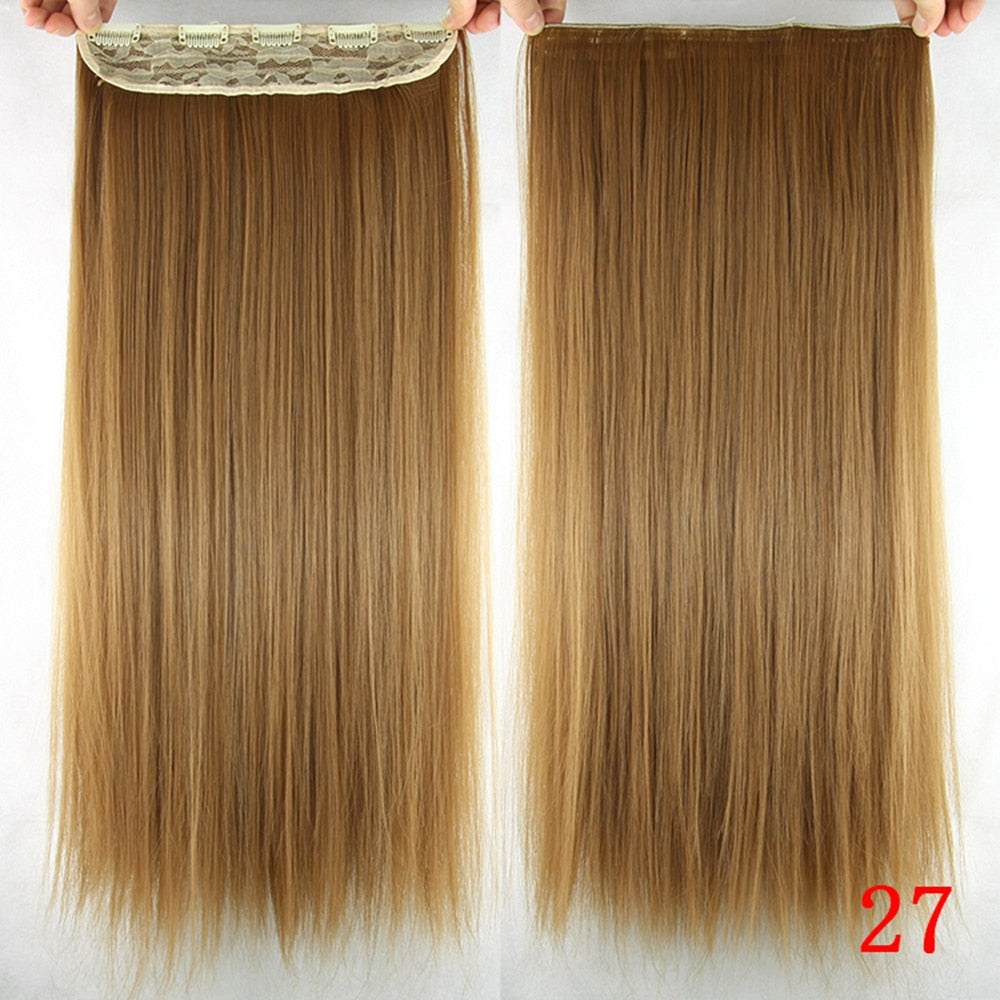 A five-clip faux hair wig piece