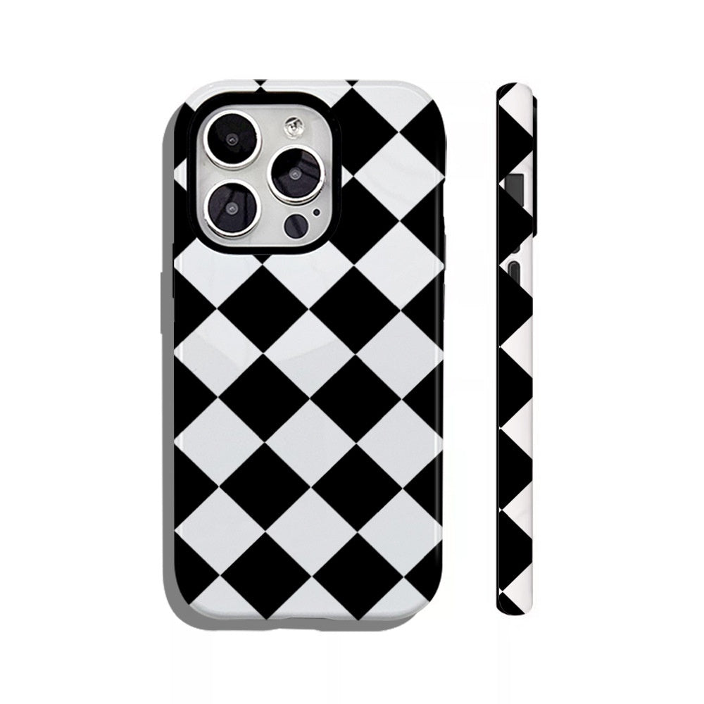 Cas de diamant minimaliste noir et blanc avec découpes de précision
