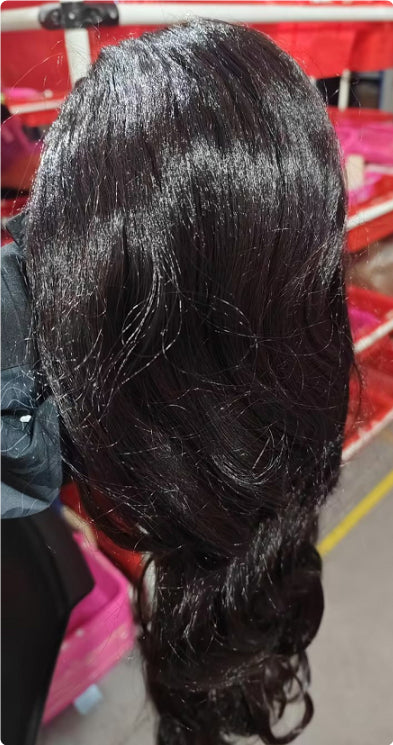 Perruque en dentelle rouge à longs cheveux bouclés Big Wave