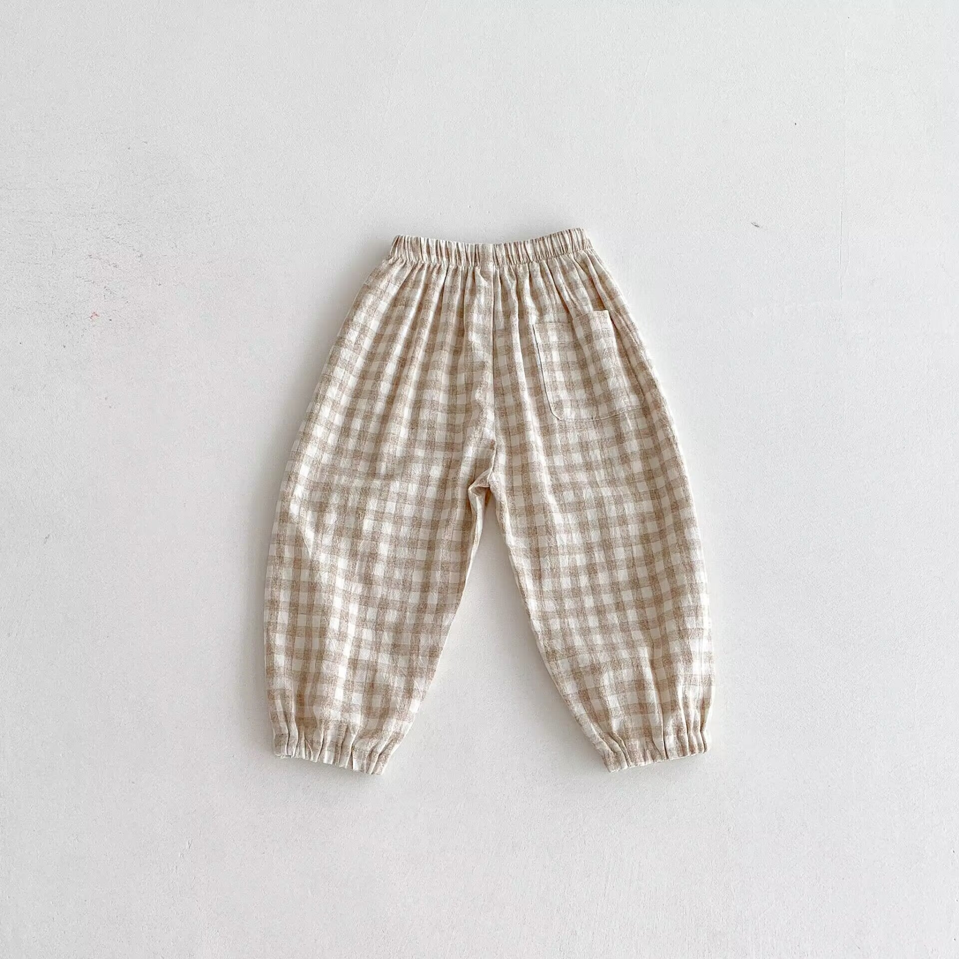 Danss Summer Pantalon de Plaid pour enfants Style mince de lin