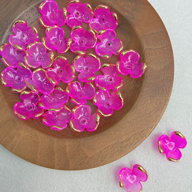 Charms de Clover Acrylique 3-Petal doré