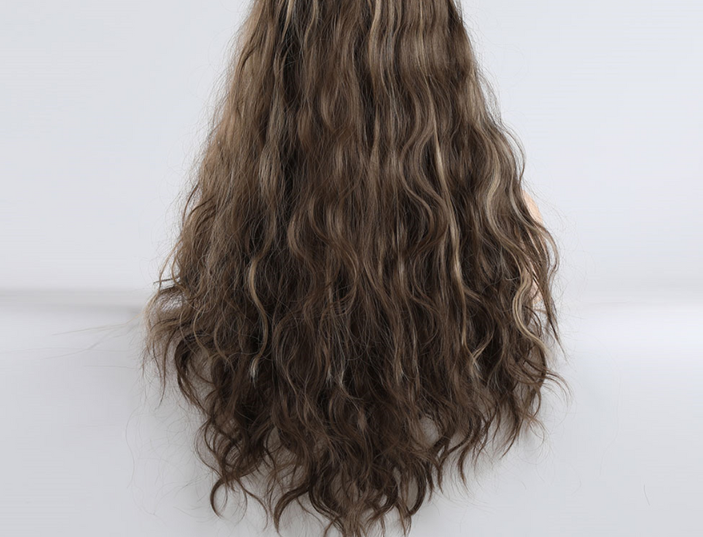 Brun couleur mixte longs coups cheveux bouclés