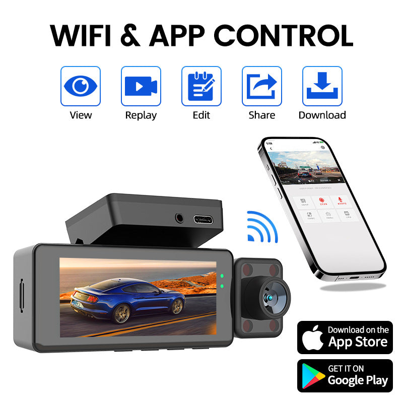 Interconnexion Wi-Fi 3 disques 4K HD Night Vision Driving Recorder