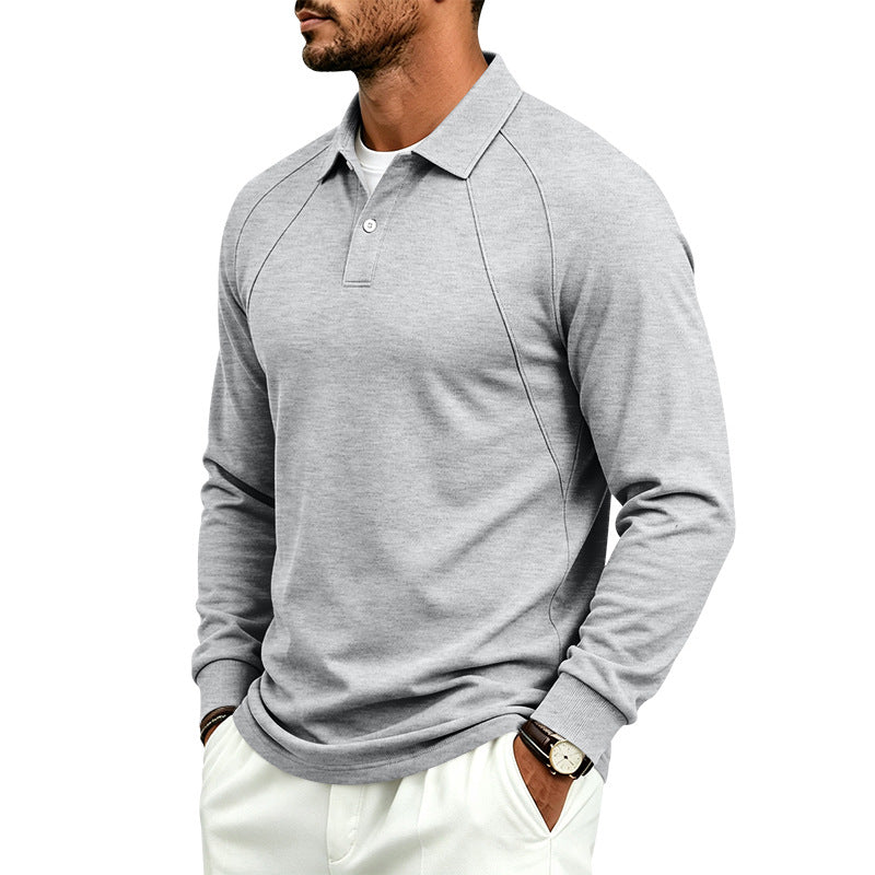 Lapel-bouton Sport Polo Homme à manches longues