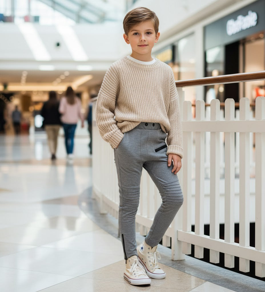 Garçons Slim Fit Gris Pantalon d'école Enfants Smart Casual Pantalon élastique taille 6-12Y