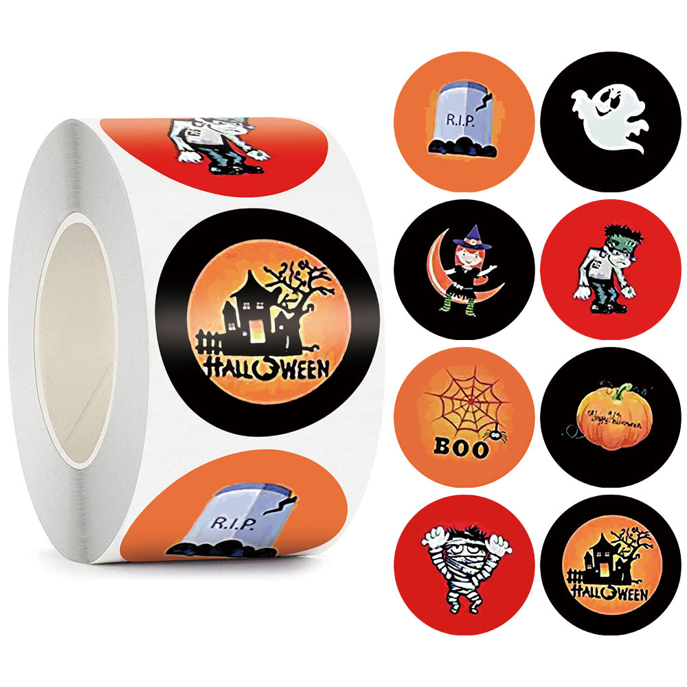 500 Rolls Joyeux Halloween Jouet pour enfants Animaux Merci Décoration Sticker Label