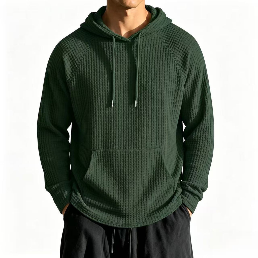 Veste à capuche à mailles en gaufre décontractée pour hommes