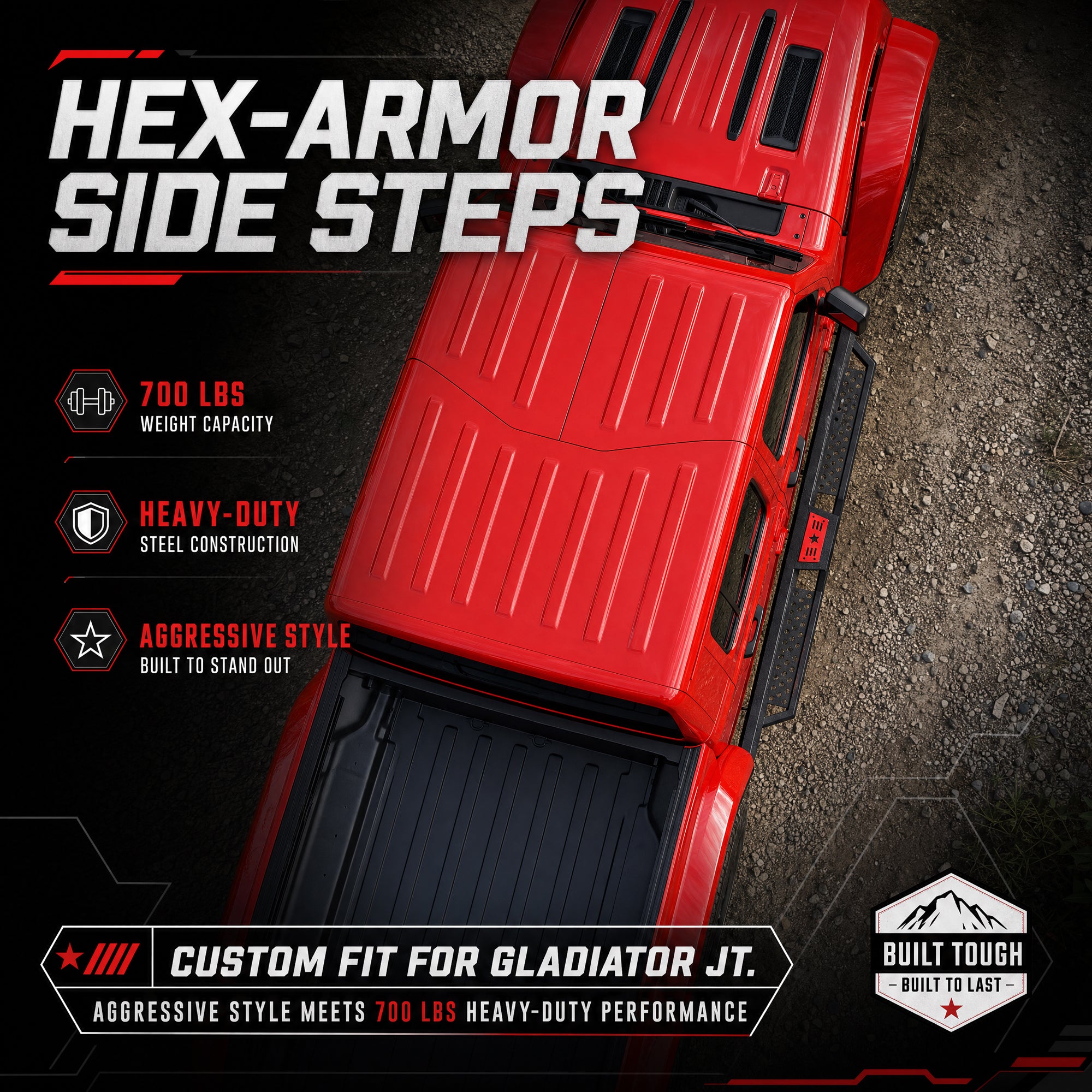 Planches de course de style hexagonal Compatibles avec la Jeep Gladiator Jt 4 Door 2020. Fabriqué avec C