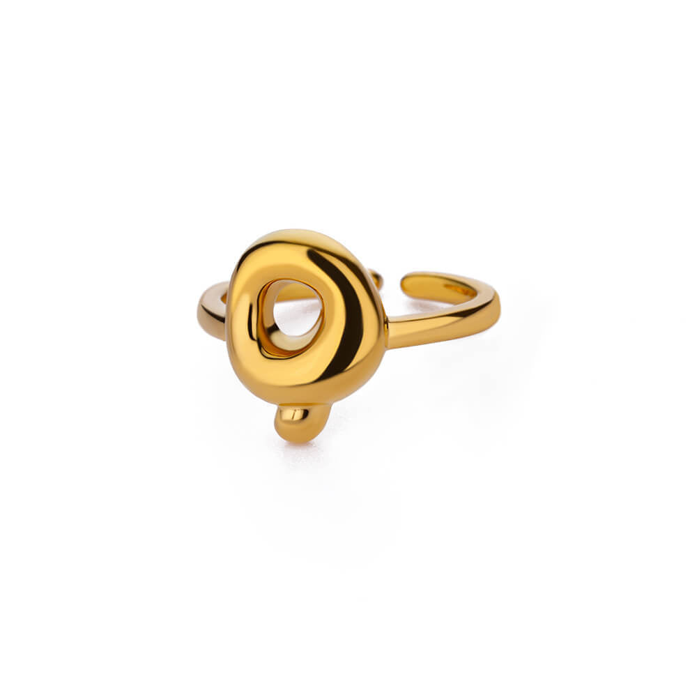Cute Bubble Letters Anneau en or plaqué or 18K