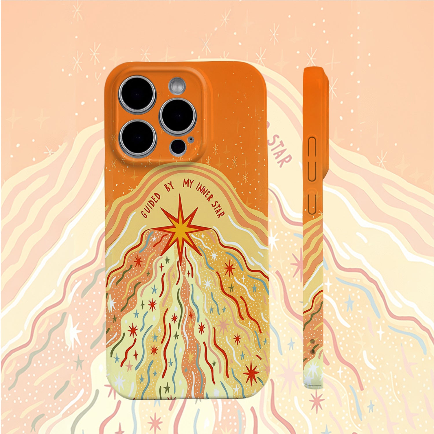 Étui téléphonique à trous fins gelés orange