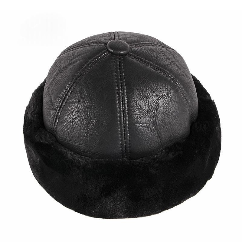 Chapeau d'hiver en cuir épais en forme de Melon Design Snowproof Et coupe-vent