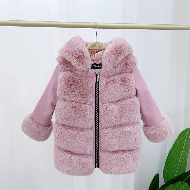 Manteau de coton pour enfants Rex Rabbit Manteau de fourrure à capuche