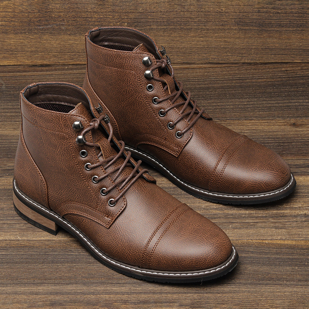 Bottes en cuir casual vintage homme