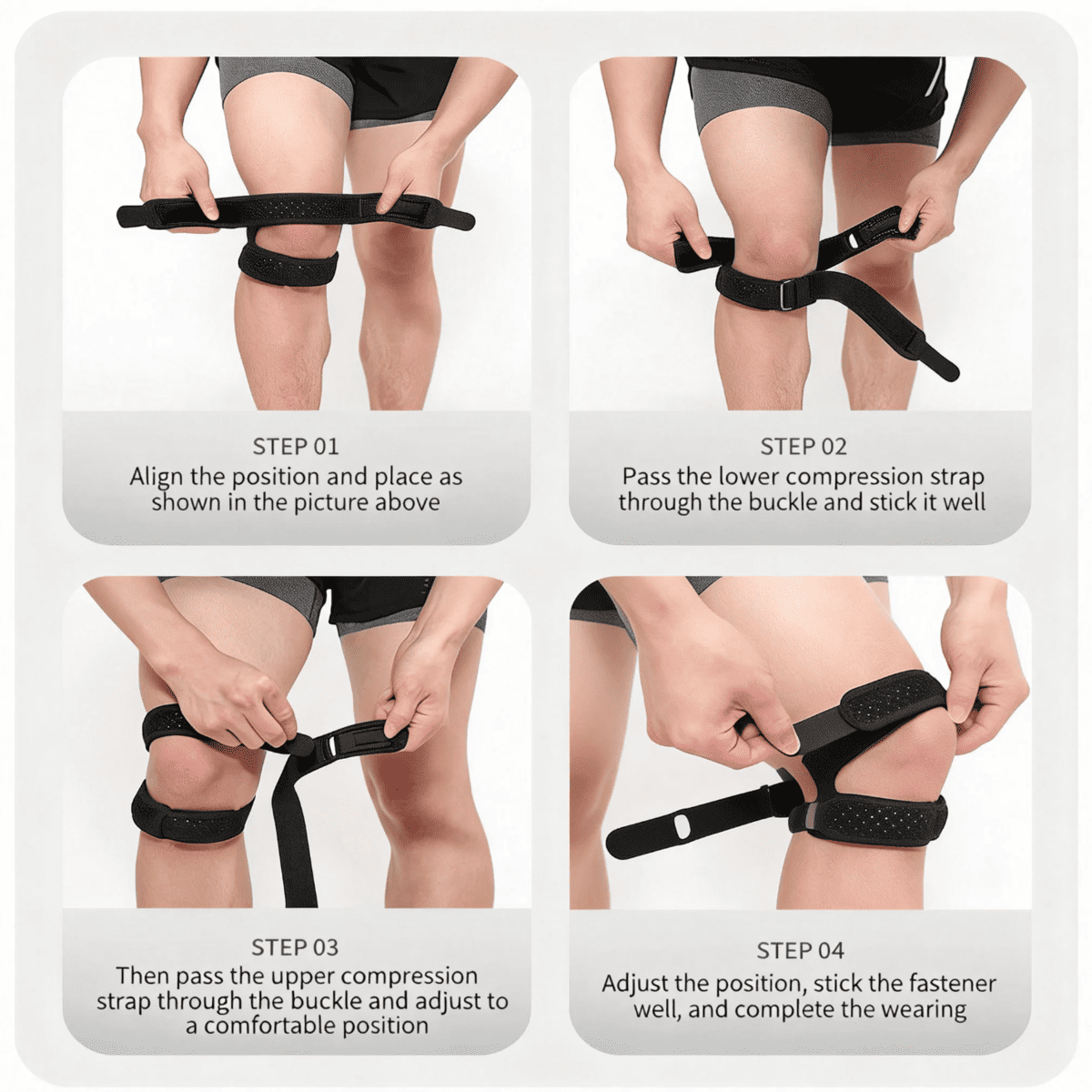 Bracelet de genou double Patella amélioré avec support de genou réglable en silicone Pad