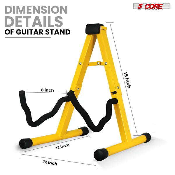 5 Core Guitar Stand 2PC A Frame W Soft Mousse bras antidérapant caoutchouc pour basse électrique acoustique
